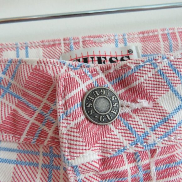 GUESS ORIGINALS High Rise Straight Checked Plaid Print Jeans Y2K - Size 29 NWT - Picture 7 of 16